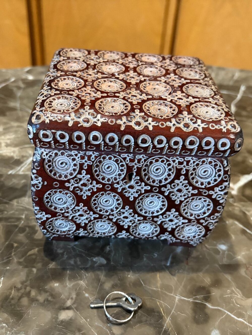 Polish Wooden box with a key
